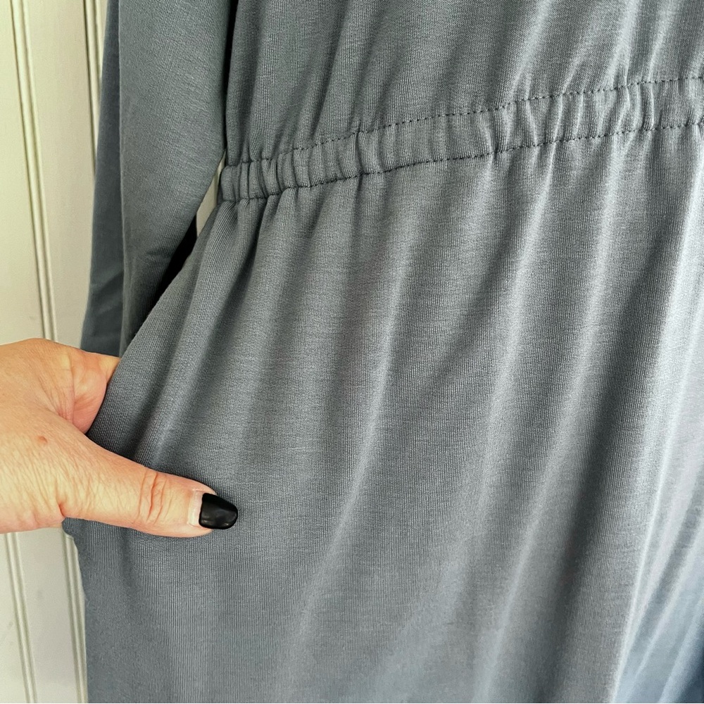 Soft Surroundings Spring Blue Shirt Dress with a gathered waist Size 1X - Picture 8 of 10